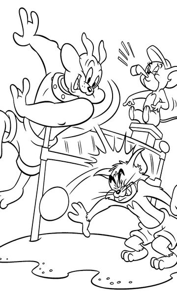 kolorowanka Tom i Jerry malowanka do wydruku z bajki dla dzieci, do pokolorowania kredkami, obrazek nr 4
